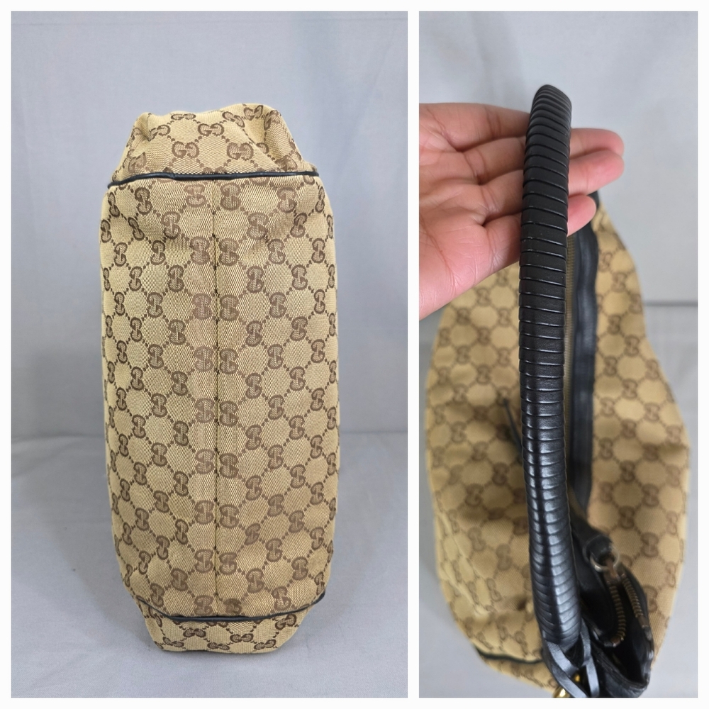 Gucci Tan and Black Hobo Bag - Picture 13 of 16